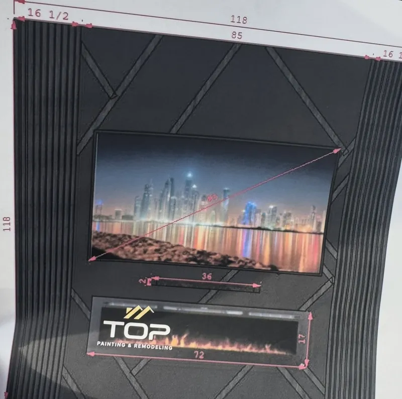 Photo of the printed color drawing of the graphite wall