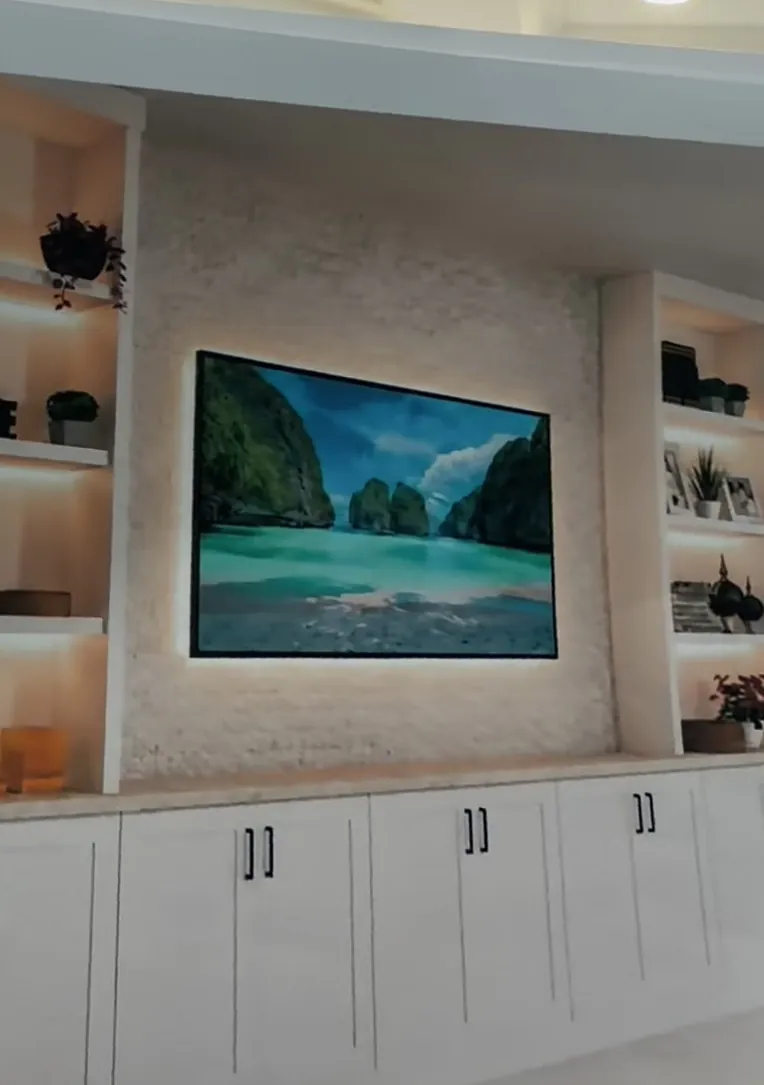 The full-color drawing, printed and held up in the room